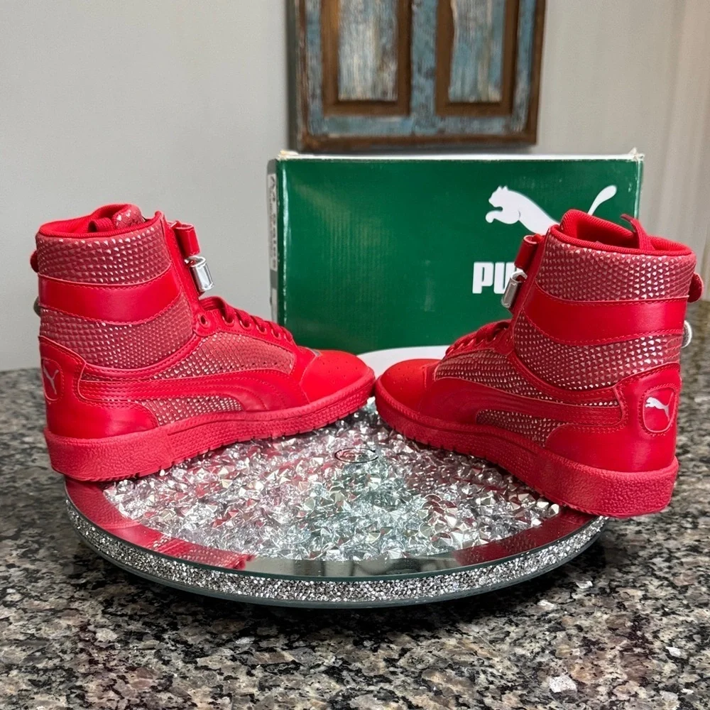 Puma Sky ll Hi Red and Silver High-Top Sneakers NWT 7